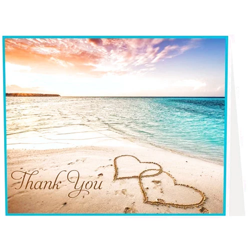 The Invite Lady Beach Themed Thank You Cards Wedding Bridal Shower Notes With Envelopes (24 count)