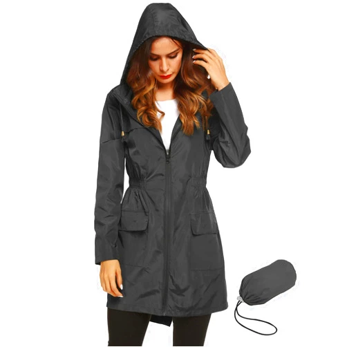 Lomon Women Waterproof Lightweight Rain Jacket Active Outdoor Hooded Raincoat
