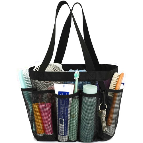 Fammart Mesh Shower Caddy Portable for College Dorm Room Essentials with 7 Upgraded Deeper Pockets, Quick-Dry Large Shower Basket Tote Bag with 2 Handles for Toiletry, Bathroom, Camp, Gym