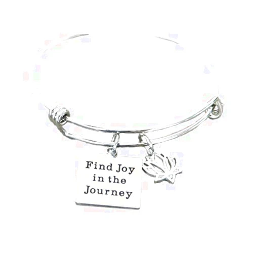 Andi's Jewelry Find Joy in the Journey Bracelet, Lotus Flower Bracelet, Gift for Her, Inspirational Bracelet