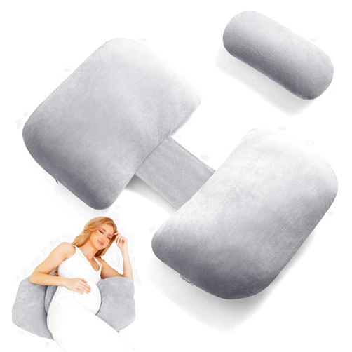 TokSay Pregnancy Pillows for Sleeping, Soft Maternity Body Pillow for Side Sleeper, Support for Back, Legs, Belly, Adjustable Travel Pregnant Women Pillow (Grey)