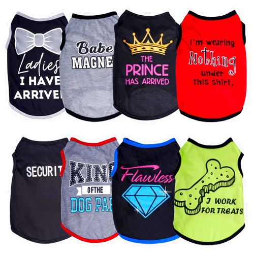hoyuwak 8 Pieces Pet Shirts Funny Dog Printed Clothes Breathable Cool Puppy Sleeveless Vests for Summer