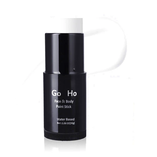 Go Ho White Face Paint,Easily Washable Formula Face Paint Stick,Non-toxic Full-coverage Cream to Powder White Face Body Paint for Halloween Cosplay Zombie Skeleton Clown Goth Makeup
