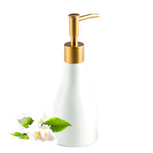 CHANGARLOAD Gold Soap Dispenser Bottle for Bathroom Countertop, Ceramic White Dish Soap Dispenser for Kitchen Sink Soap Pump Lotion, Modern Hand Soap Dispenser with Gold Pump for Liquid Laundry Shower 280ml