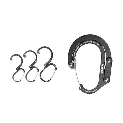 GEAR AID HEROCLIP Carabiner Clip and Hook (Medium, Small, Mini) for Camping, Backpack & HEROCLIP Carabiner Clip and Hook (Small) for Purse, Stroller, and Backpack, Stealth Black