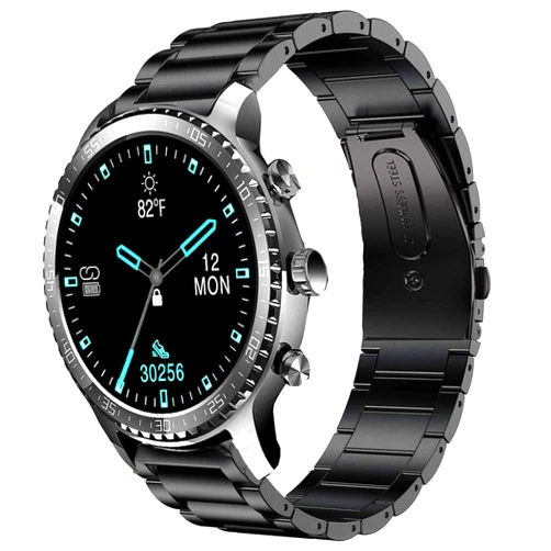 YOUkei Compatible for Tinwoo Smartwatch Bands, YOUkei Stainless Steel Metal Replacement Strap Bracelet Compatible for Tinwoo T20 T20W Smartwatch (Black)