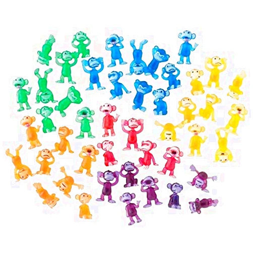 Generic 50 Funny Monkeys ~ Tiny (1 inch Size) Plastic Monkey Figures Bulk Bag 50 Party Favors (One Free 2 Inch Size Cheeky Chimp Monkey Figure Included)