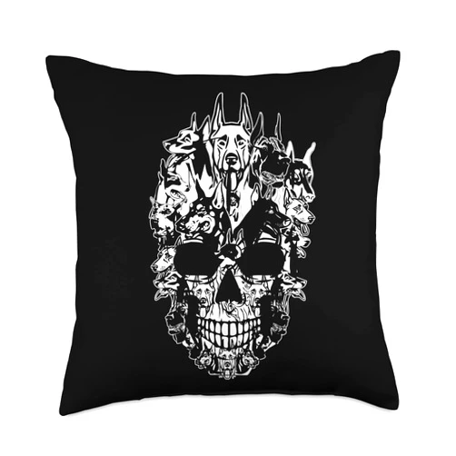 Doberman Dog Costume Lover Skull Gifts For Kids Clothes Best Throw Pillow