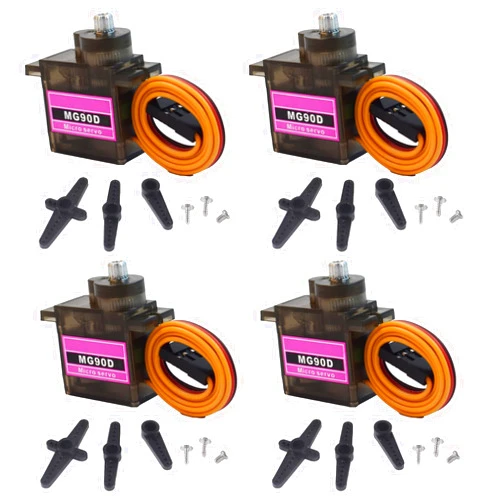 HOOYIJ 4 Pack MG90D 9g Digital Micro RC Servo Full Metal Gear 270 Degree Mini Servos Motor Upgraded SG90 for Arduino RC Smart Car Robot Arm 450 Aircraft Boat DIY PWM500-2500（Controllable Angle