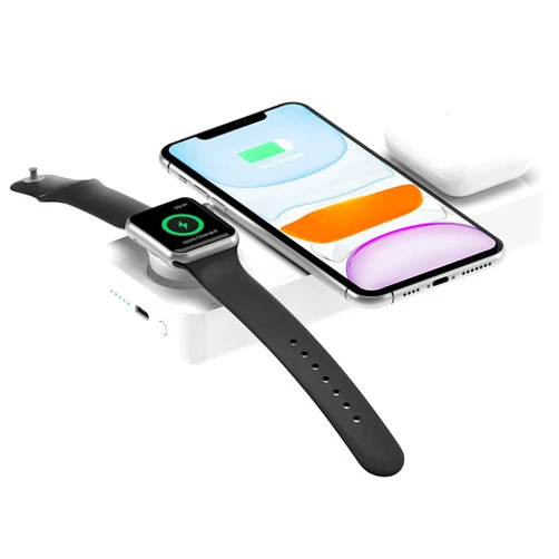 Einova Powerbank External Battery Compatible with Apple Watch 10,000mAh Power Bank Bar with 2 Qi Wireless Fast Chargers | MacBook, iPhone, iPad Pro, AirPods, Apple Watch, Laptop