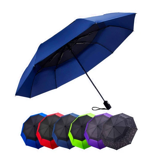 ElifeAcc Double Layer Windproof Automatic Umbrellas with Anti-UV Straight Folding Travel Umbrella Multi-coloured