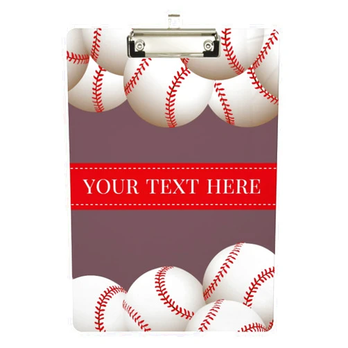 Glaphy Custom Baseball Clipboard A4 Letter Size Acrylic Clipboard for Student, Officemate, Teacher, Low Profile Clip, Personalized Name Clip Board, Standard Size 12.5 x 9 in