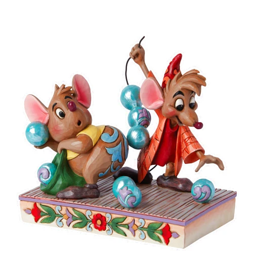 Enesco Disney Traditions Collection by Jim Shore Cinderella Jaq and Gus with Beads Figurine- Stone Resin Hand Painted Crafted Collectible Disney Princess Figurines Home Decor Statue, 5.5 Inch