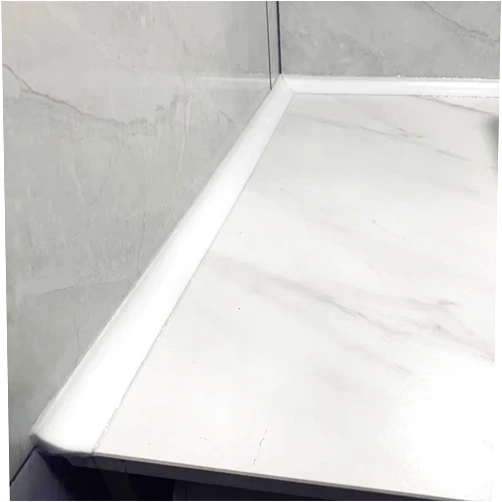 WSIWZAI Shower Threshold Water Dam, Water Barrier Strip, Silicone Water-Blocking Self-Adhesive Sealant Strip for Countertop, Sink, Bathtub, Wet Room Floor(White 1 Meter)