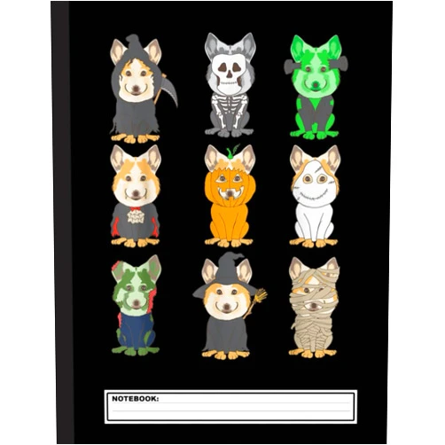 Corgi Me Cool Halloween Corgi Dogs Funny Weish Dog Emojis Notebook: Corgi Notebook Journal - Blank Wide Ruled Paper - Funny Corgis Accessories for Dog Lovers ... - Corgi Dog Gifts for Women, Girls and Kids