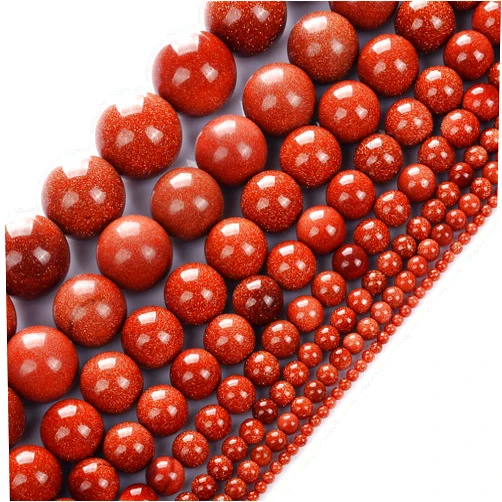 STAR LOONG Natural Stone Beads 2mm Gold Sand Stone Round Loose Beads Crystal Energy Stone Healing Power for Jewelry Making DIY,1 Strand 15
