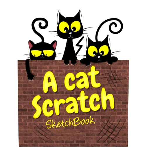 LOdesign Black Cat A cat scratch sketchbook: Black cat kawaii Sketch Book Notebook and Blank Paper for Drawing, Painting Creative Doodling or Sketching, sketchbook set for teens: gifts for cat owners Idea