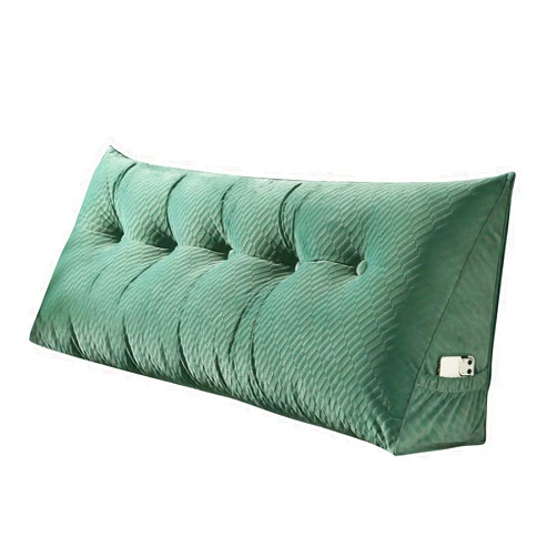 Shxime Large Triangular Headboard Triangular Reading Bed Rest Pillow Daybed Backrest Support Cushion (GREEN, 39