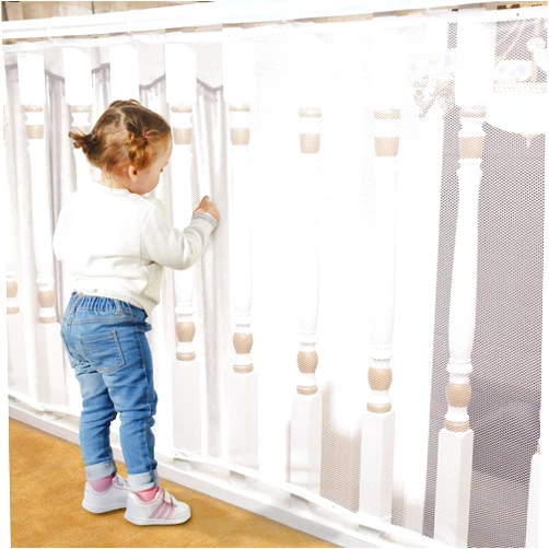 Minne Baby Banister Guard for Baby - 15ft x 3ft, Child Safety Net, Rail Balcony Banister Stair Mesh for Kids, Toys, Pets - White