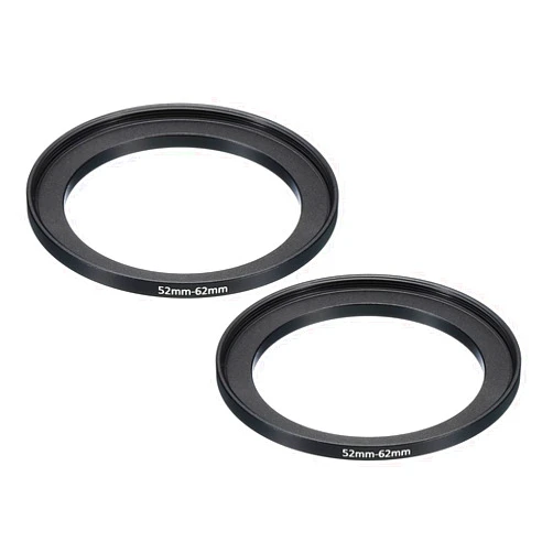 PATIKIL 52mm-62mm Metal Step Up Ring, 2 Pack Camera Lens Filter Adapter Ring Aluminum Filter Adapter Ring for Camera Lenses Hood, Black