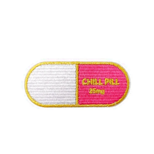 Cute-Patch TM Cute-Patch Sparkle Chill Pill 25mg Meme Embroidered Iron on sew on Patch Badge