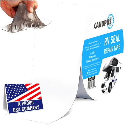 CANOPUS RV Sealant Tape, White, 4 Inch x 20 Feet, Roof Patch Repair Tape, Waterproof Leak Tape for RV punctures, Boat Sealing, Camper, Awning, Canopy, Tents, Tarpaulin and Greenhouse