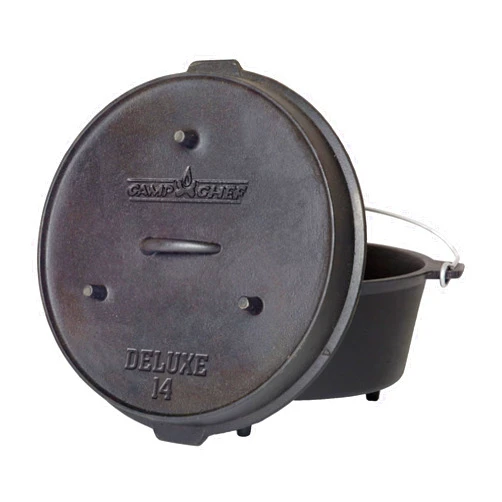 Camp Chef Deluxe 14 Dutch Oven - Cast Iron Dutch Oven with Lid & Lid Lifter for Indoor & Outdoor Cooking - 12 Quarts