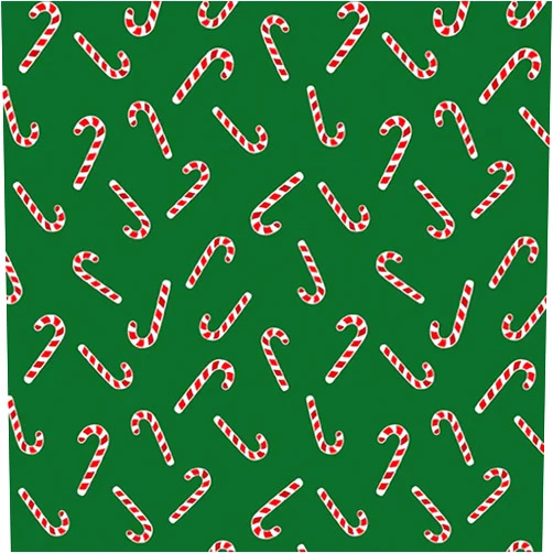 Benartex 44 x 36 Candy Canes on Green Benartex 100% Cotton Christmas