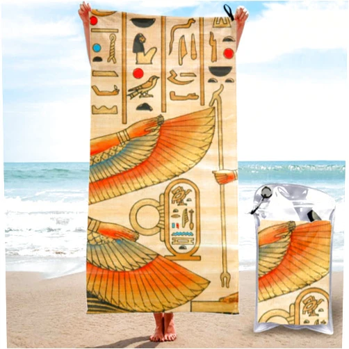 WBSNDB Boys Microfiber Beach Towel Papyrus Elements Egyptian Ancient History Reusable Microfiber Towel Travel Towel Camping Lightweight, Quick Dry And Absorbent For Camping, Travel, Beach, Gym, Sports