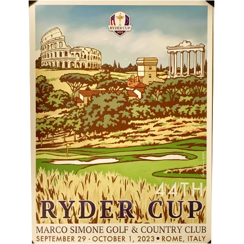 Generic 2023 Ryder Cup Poster Marco simone golf Italy Lee Wybranski art pga new