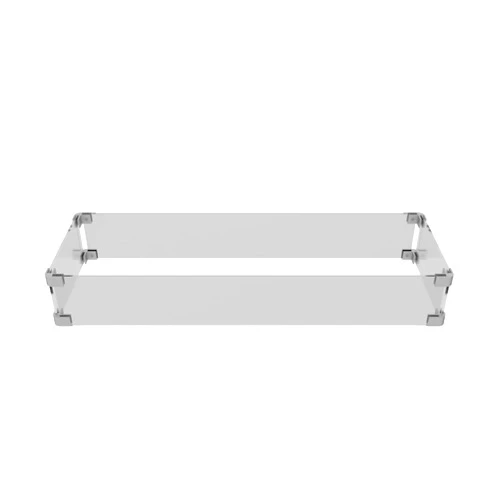 Piltwoff Fire Pit Glass Wind Guard,31 x 11.1 x 6 inch Clear Tempered Thick Rectangular Glass Shield for Propane Gas Fire Pit Table with Aluminum Corner Bracket & Rubber Feet