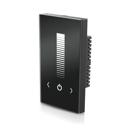 BINZET Wall-Mounted Glass Touch Panel LED Dimmer Switch Brightness Controller DC 12-24V for Single Color LED Strip Light - Black