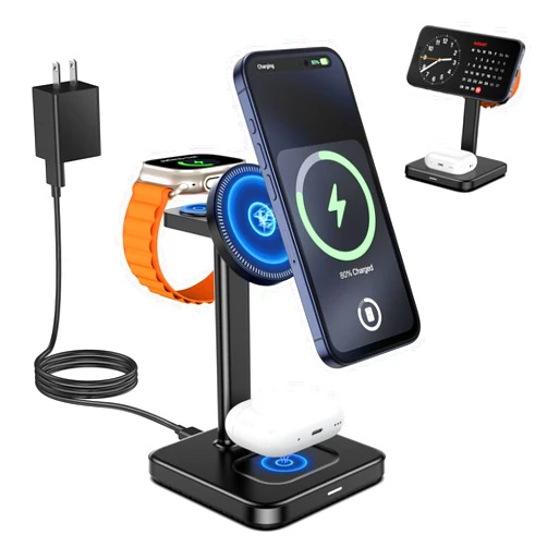 A ADDTOP 3 in 1 Wireless Charging Station for Multiple Devices, Watch Charger & 15W Charger Stand for iPhone, Wireless Charger for iPhone 15 14 13 12 Pro Max/Pro/Plus/Mini, AirPods &Watch