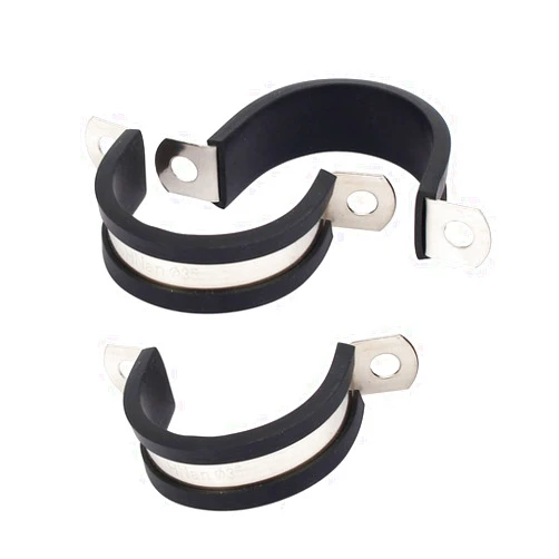 uxcell 35mm Dia EPDM Rubber Lined U Shaped Pipe Tube Wire Clamps Clips 3pcs