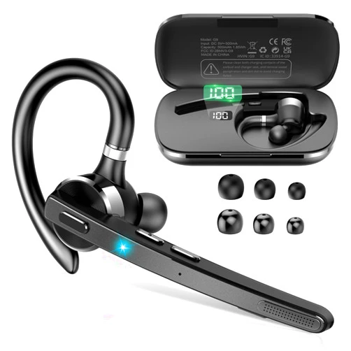Thunelec 2026 Bluetooth Headset, Wireless Bluetooth 5.3 Earpiece, 90Hrs Single-Ear Headset with APTX HD Audio & Mute Button, Dual Noise Cancelling Mics, Hands Free Headphone for Trucker, Business, Gym, Grey