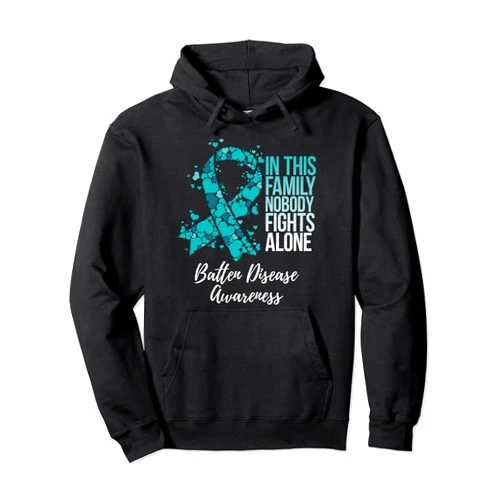 Batten Disease Awareness Products Family Support Teal Ribbon Batten Disease Awareness Pullover Hoodie