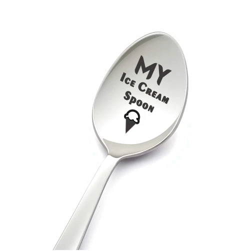 LYF Collection My ice Cream Spoon-Funny 8 Inch Stainless Steel Spoon for Ice Cream Lovers- Engraved Spoon for Gift-Birthday Gift- Crafted by LYF Collection