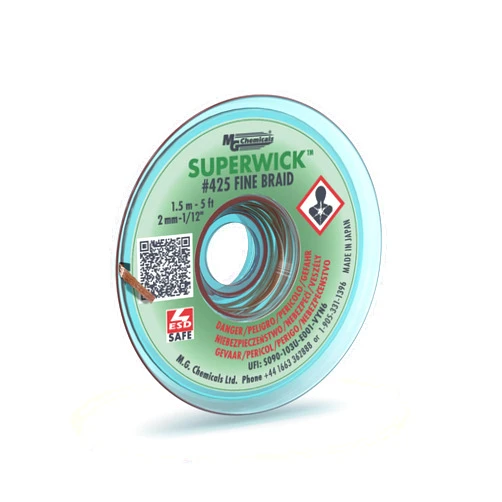 MG Chemicals - 425 Desoldering Braid #3 Fine Braid Super Wick with RMA Flux, 5' Length x 0.075