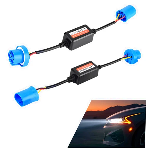 Flygun 2 PCS Car 9007 LED Decoder, Radio Audio Led Filter, Warning Error Fault Decoder to Fix Bulb On and Off Problem, Universal LED Light System Anti-flicker Harness Adapter for Car (Black)