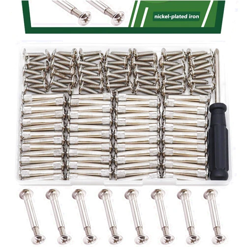 Bemaka 130PCS M4 Furniture Joint Connector Bolt & Cap Nut Kit, Furniture Screw Bolts Cabinet Panel Connector Binding Screws for Wood Door Cabinet Bookshelf Crib (65Set)