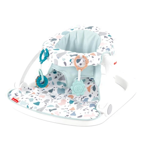 Fisher-Price Portable Baby Chair Sit-Me-Up Floor Seat With Developmental Toys & Machine Washable Seat Pad, Pacific Pebble
