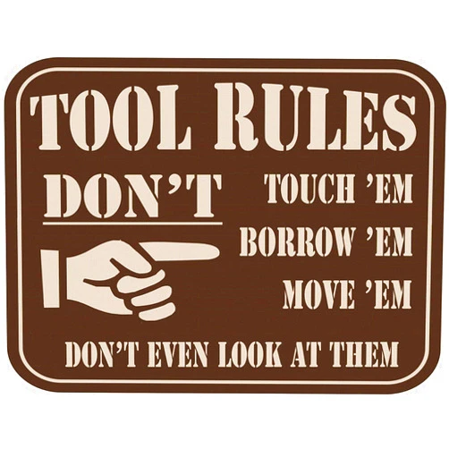 JUSTSWAG Inventive Enterprises LLC Tool Rules Vintage Wall Decor w/Funny Quote, Unique Metal Wall Decor for Home, Bar, Pub, or Man Cave 12