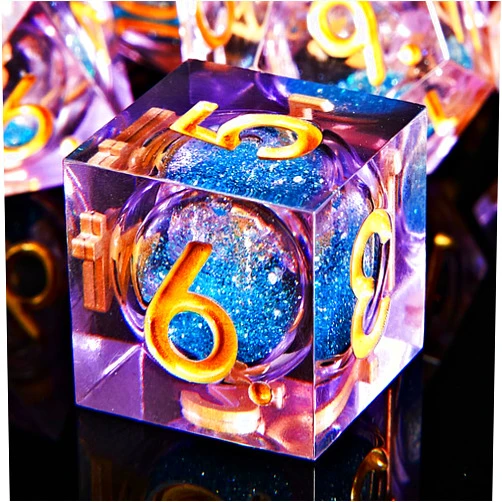 AiErBQ Handmade Liquid DND Dice Set DND Dice Quicksand Ball 7-Piece Set Dice for Dungeons and Dragons Games Multi-Sided RPG Polyhedral Resin Sharp Edge Dice Roleplaying Games dice