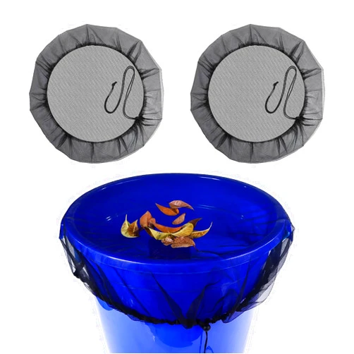 TEXIJUSO 2Pcs 37.4inch Mesh Cover for Rain Barrel with Elastic Drawstring, Water Collection Buckets Tank Netting Screen for Keep Fallen Leaves, Debris and Mosquitoes for Outdoor Garden Eaves (Black)