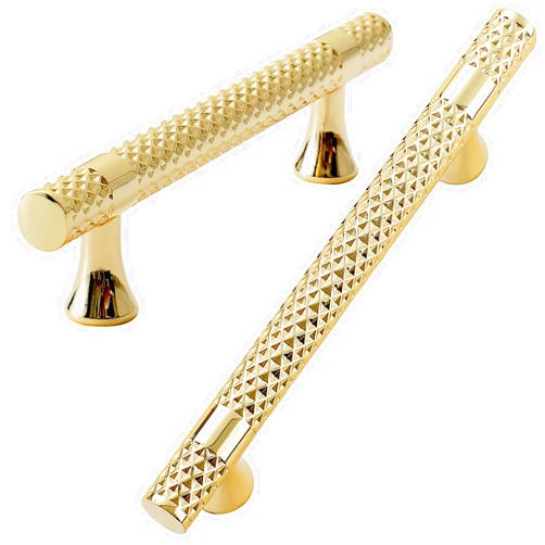AOBITE 6 Pack Luxury Gold Cabinet Pulls Kitchen Cabinet knobs with Vintage Cupboard Wardrobe Hardware Dresser Drawer Handles (6 Pack, Bright Gold, 3-3/4 Inch Hole Center)