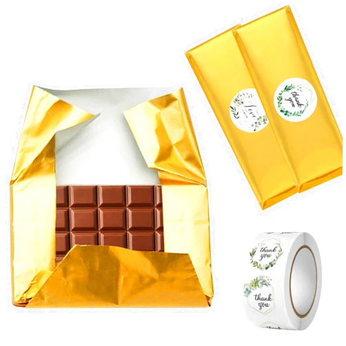 Likpikin 100 Pack Chocolate Bar Wrappers with Thick Paper Backing,Come with 100 Stickers,6