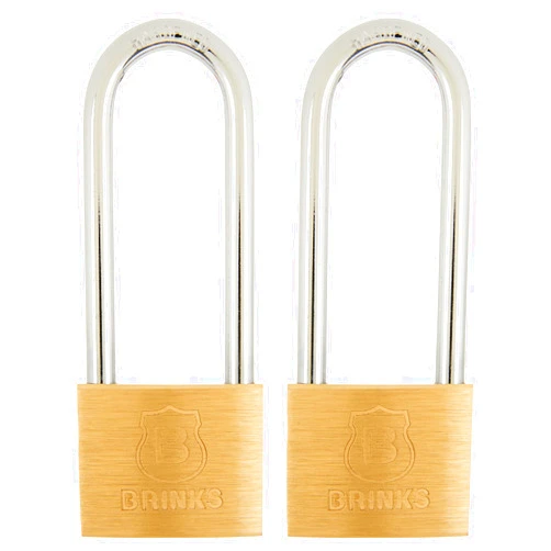 BRINKS - 40mm Solid Brass Keyed Padlock with 2.5” Shackle Clearance, 2-Pack - Chrome Plated with Hardened Steel Shackle, (171-42201)