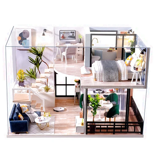 CUTEBEE DIY Dollhouse Miniature with Furniture, DIY Wooden Dollhouse Kit Plus Dust Proof and Music Movement, Creative Room for Valentine's Day Gift Idea(Cozy Time)