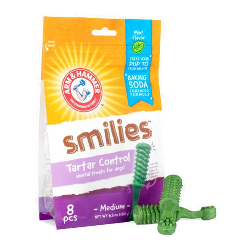 Arm & Hammer for Pets Smilies Tartar Control Dog Dental Treats for All Dogs, Mint - Dog Dental Chews Fight Bad Dog Breath, Plaque & Tartar - Dog Treats from Arm and Hammer for Dog Teeth Cleaning 1-Pack