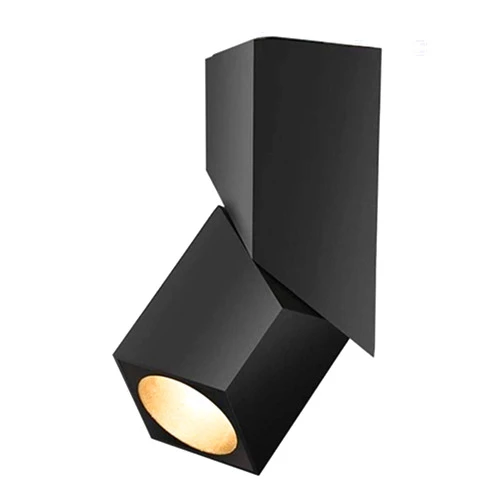 Yodaba LED Indoor Ceiling Spotlight 360°Adjustable Wall Light - Art DIY Spotlights -12W Warm White Light 3000K Ceiling Downlight -Surface Mounted COB Lighting Swivel lamp (Black-3000K)